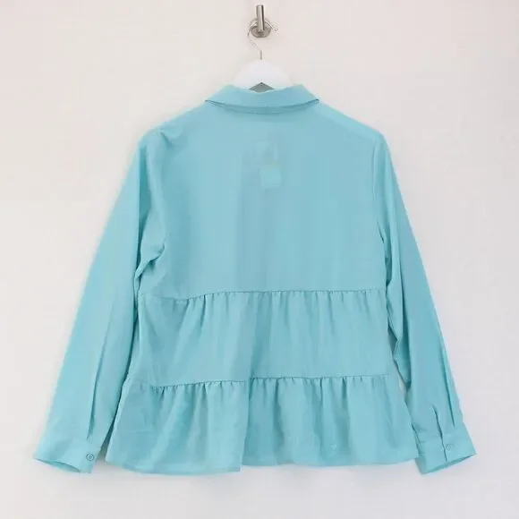 Riley Rae Tiered Tie-Neck Blouse, Create Seafoam - Picture 3 of 3